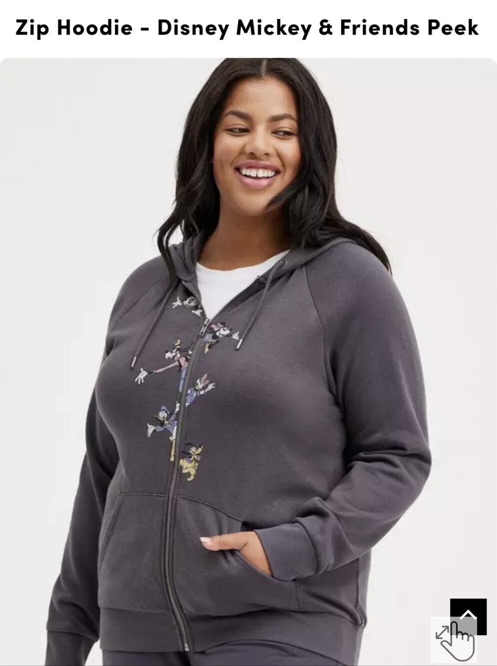 Torrid Zip Hoodie - Disney Mickey & Friends Minnie, Goofy Pluto Daisy Gray Sz 2x